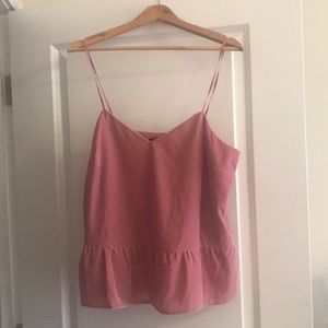 J. Crew Pink Velvet Ruffle Cami NWT